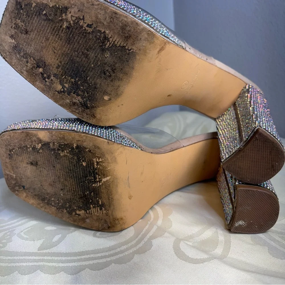 Liliana Ashley 3 Sparkling Silver Heels with Clear Strap